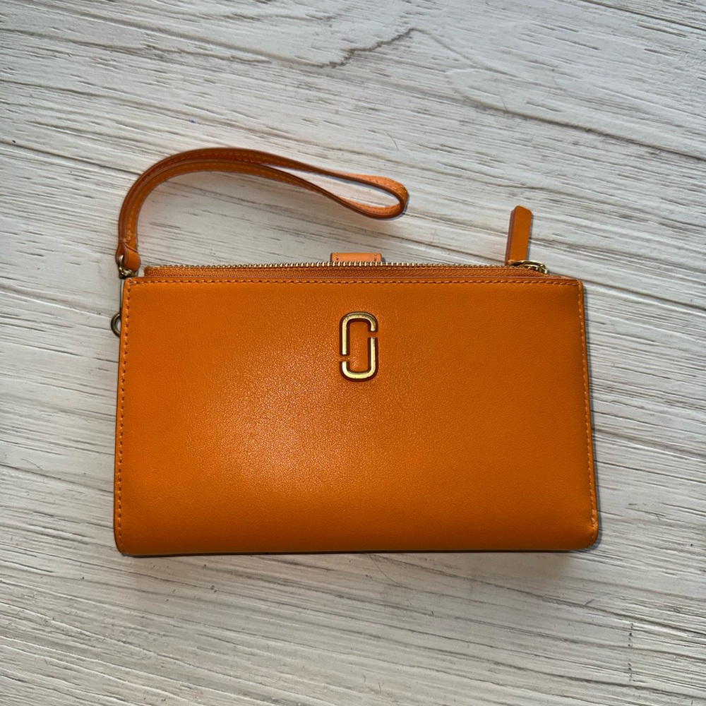 Marc Jacobs Orange Leather Wristlet Clutch